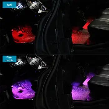 4x12 LED Dekorativna svjetiljka u automobilu suv unutrašnjost Dekor neonske atmosfera svjetlosna traka glazba upravljanje obojena svjetla auto oprema
