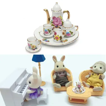 8шт lutkine minijaturne restorani roba porculanska čaj tanjur šalica tanjur cvjetni print kućica za lutke pribor igračke 187621