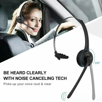 Bluetooth Slušalice Mic Boom Bežične Slušalice Za Smanjenje Buke, Clear Single Headset Za Vozača Kamiona Uredski Telefonski Pozivni Centar