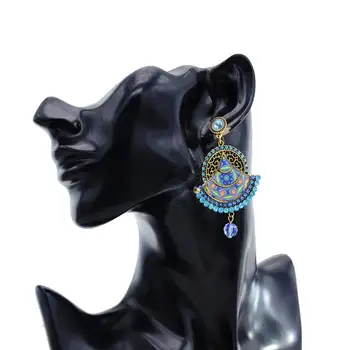 Egipat Indijski Jhumka naušnice za žene češki veliki fan klesanog cvijet akrilne perle, naušnice izjava hipi stranke nakit 3214