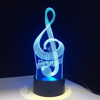 Glazbena notacija Napomena žarulja 3D Night Light dječja igračka LED Touch lampe za 7 boja svjetlo treperi stranke dekoracije pad isporuka 16564