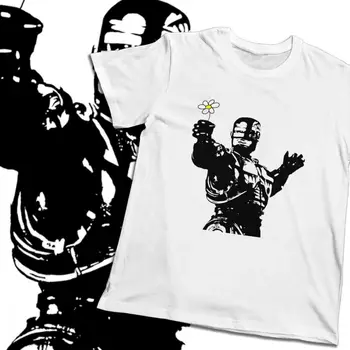 Great Robocop Likes Flowers T Shirt muška hip-hop kvalitetna majica okruglog izreza Top Tee