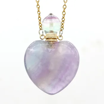 KFT prirodni zdrav Kristal kvarca kamenje parfem eterično ulje difuzor bočica suspenzije oblik srca kamena privjesak ogrlica 5066