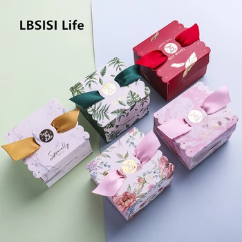 LBSISI Life Wedding Candy Paper Box Square Sugar Chocolate Cookie Gift Box For Baby Shower Favors Poklon Party Supplies Packing 148359