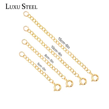 LUXUSTEEL 8 kom. kompleta produživač lanca nakit zlato srebro boja rep krugu od nehrđajućeg čelika DIY ogrlice pribor za stranke