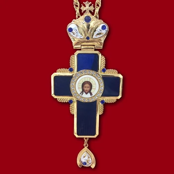 Prsni križ pravoslavne Isus razapne ovjes rhinestones križ u krugu zlatne vjerske ukras župnik molitvene predmete 180031