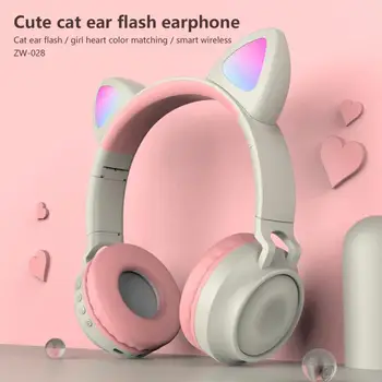 Slatka Bežične Slušalice Sjajni Bluetooth 5.0 Slušalice Za Djevojčice Mačka Ear Headset HiFi Stereo Glazba S Mikrofonom 317