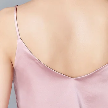 V Izrez Umjetna Svila Saten Pink Je Žensko Bluzu Bez Rukava Naslon Čvrste Majice Žene Tenk 2020 Ljetna Moda Seksi Home Top 348