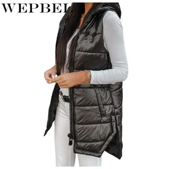 WEPBEL zimska ženska sjajna duga жилетка kaput puna kapa bez rukava jakna zip plus size toplo debeli svakodnevni jakna odjeća 155385