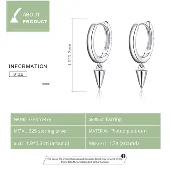 WOSTU Real 925 sterling srebra geometrija Šilo oblik naušnice pada za žene vjenčanje помолвка jednostavne naušnice nakit CQE744