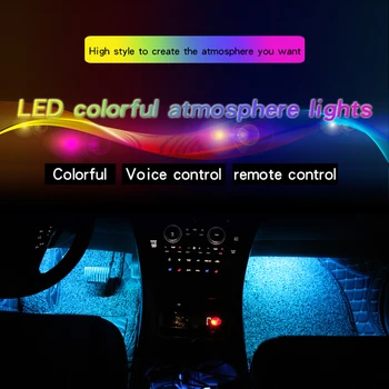 4x12 LED Dekorativna svjetiljka u automobilu suv unutrašnjost Dekor neonske atmosfera svjetlosna traka glazba upravljanje obojena svjetla auto oprema