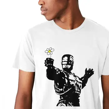 Great Robocop Likes Flowers T Shirt muška hip-hop kvalitetna majica okruglog izreza Top Tee