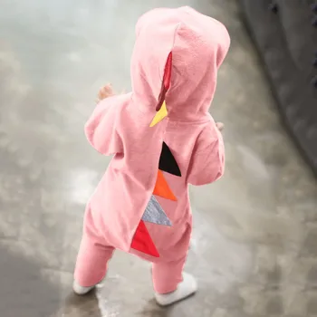 Novi dijete dječak djevojčica odjeća za novorođenče je dijete dječak djevojčica dinosaur s kapuljačom klizači kombinezon haljine Jesen Zima Dječja odjeća