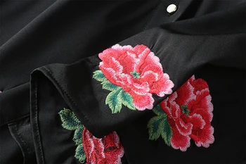 Poznati brand Runaway 2018 nova Proljetna moda tanak elegantan Ebroidery ruža cvijet Vintage svakodnevni duga haljina žene