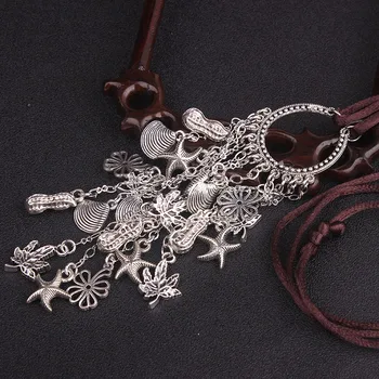 Čisto ručni rad egzotične nakit Tibetanski srebrna duga ogrlica ,novi etnički kineski vjetar ovjes stare ogrlice