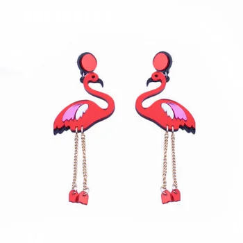Novost naušnice Koreja naušnice čudan nakit Crystal Ruža crvena flamingo trendi naušnice uho isječke