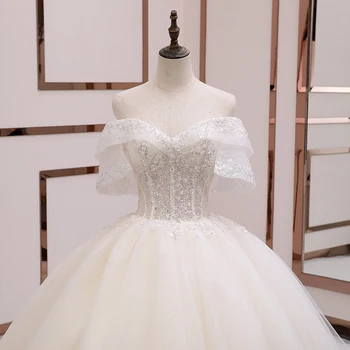 Fansmile luksuzno čipkan dugo lančano povezivanje loptu haljina svadben haljina 2020 Vestidos de Novia Princess Quality Vjenčanje Nevjesta Dress FSM-079T