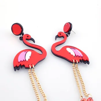 Novost naušnice Koreja naušnice čudan nakit Crystal Ruža crvena flamingo trendi naušnice uho isječke