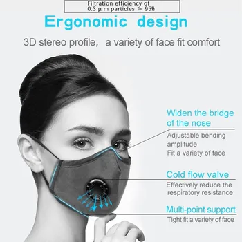 Prozračna sportska maska za lice s aktivnim ugljenom PM 2.5 Anti-pollution Running maximize performance Facial Care Maskers Mascarillas Masque