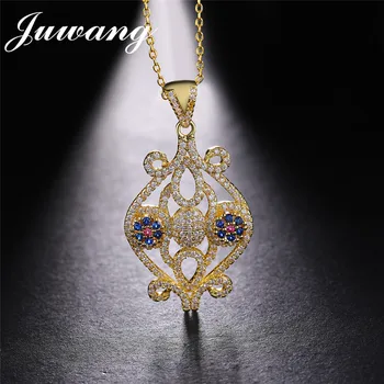 JUWANG AAA kubni cirkonij lanca Zlatno duga ogrlica Collares de moda 2019 svadbeni nakit poklon, austrijski lanac ogrlica