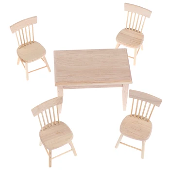 1set stol stolica model 1:12 kućica za lutke mali drveni namještaj plišani skup Wood Panghuhu88 / 1171