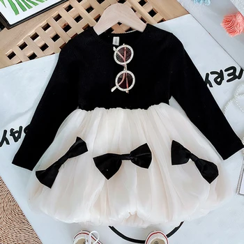 2020 jesen novu haljinu za djevojčice korejski moda Dječja odjeća Dječja djeca plesti džemper mreže šivati haljinu 1959