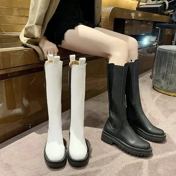 2020 moda žene nabijen čizme do koljena Ženska obuća jesen brand dizajnerske cipele chelsea Ženske čizme na platformu Lasdies 35-39 1569