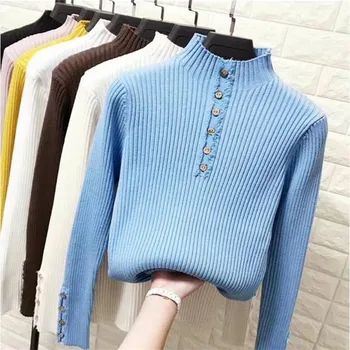 2020 ženski pletene pulover s visokim воротом casual soft skakač polo-neck moda tanak jesen i zima elastičnost pulover 1350