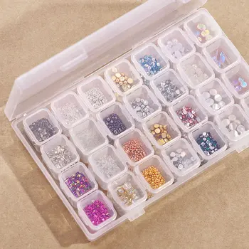 28Boxes / set AB Kristal gorski kristal biser, dijamant kamen 3D puzlatka kriške ovjes ukrasi za nokte ozdoby do paznokci pribor 366