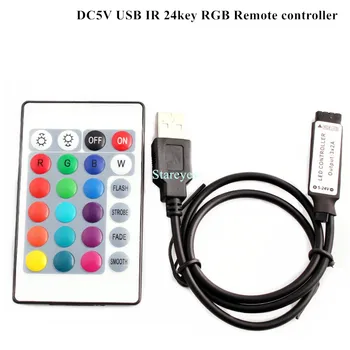50 kom. DC5V USB LED RGB kontroler Mini 3key IR Dimmer 24Key RF 17key Bluetooth bežični daljinski upravljač za 5V RGB LED Strip 1403