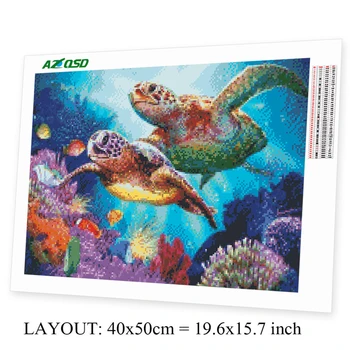 AZQSD Diamond Painting Turtle Mosaic Full Square/Round Drill 5d Diamond Embroidery Animal Home Decor Diy Unikatni rhinestones 744