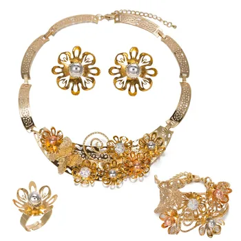 BAUS Dubai sets African fashion colors jewelry set women klasicni cvjetni afričke perle jewelry set arabic Gilt jewelry collection 660