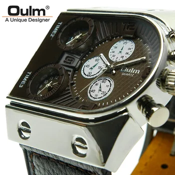 Brand Oulm Watch Kvarc Sportski Muški Sat S Kožnim Remenom Modne Muške Vojne Ručni Sat Running Cool Relojioes Clock Masculino 2556