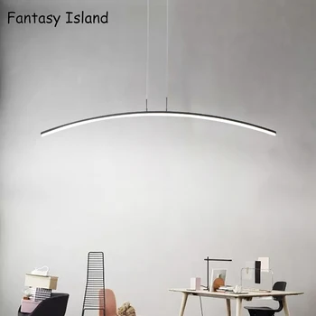 Crno bijeli led viseći svijećnjak blagovaonica dnevni boravak jednostavna linija viseći svijećnjak stropni luster lampa 816
