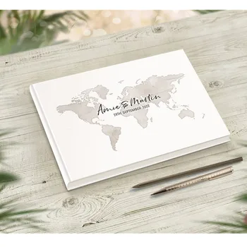 Custom Atlas-Style Guest BookTravel Wedding Guestbook Modern Couple Medeni Photo Book, Favorite Holiday Vacation Traveller 2013