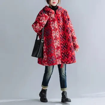 DIMANAF Plus Size Žene Coats 2020 Winter New Cashmere Jacket Coats Christmas Print Parka Design toplo Флокированная odjeća 5XL 6XL 445