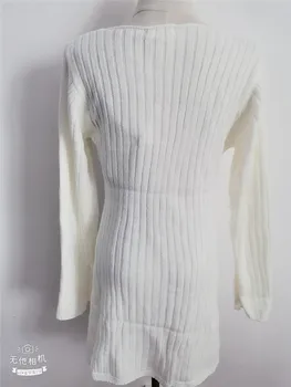 Džemper haljina jesen zima 2020 korejski stil šik sweet V-neck, Bijela plesti tanak struk svakodnevne pulover Vestidos 5A007 1870