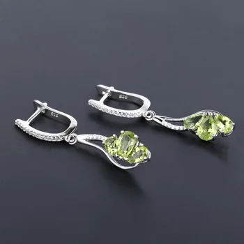 GEM s BALLET prirodni zeleni peridot lutaju naušnice, prsten nakit setovi pravi srebro 925 sterling berba fin nakit za žene 716