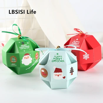 LBSISI Life 10pcs Candy Cookie Box Wedding Baby Shower Christmas Birthday Gift Box With Bell Paper Box Gift Bag Supplies Navidad 2441