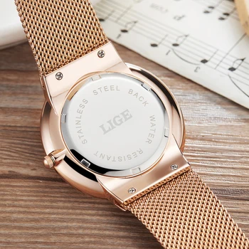 LIGE mens novi luksuzni brand satova muška moda Sportske kvarcni sat rešetka od nehrđajućeg čelika remen ultra tanki brojčanik datum sat 597