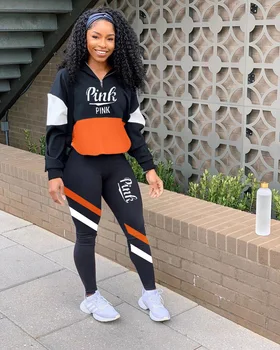 Roza narančasta komplet od dva predmeta ženski fitness sportska odjeća 2020 jesen dugi rukav uske majice elastične tajice sportski odijelo 182