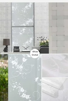 Samoljepivi staklena naljepnica White Orchid Pattern PET Privacy Protection Home Decor Window Film za okvir vrata kabineta površine 132