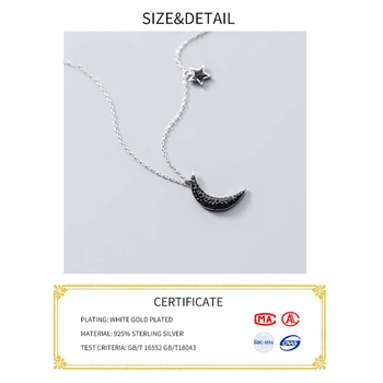 Trenutno srebro 925 sterling Black Moon star Cirkon minimalistički privjesak ogrlice minimalistički fin nakit za žene pribor za stranke 330