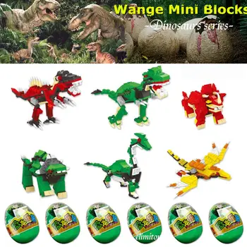 Veleprodaja WANGE Blocks dinosauri Svijet jurske mini blokovi razvojne igračke prikupiti građevinske igračke DIY blokovi dječji darovi 272