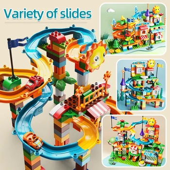 Velika čestica Duploed blokove mramora utrke pokrenuti Labirint loptu trag gradivni blokovi ABS dimnjak slajd blokovi igračke za djecu Djeca dar 86