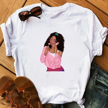 Vogue Black girl blowing bubble gum t-shirt Ženska ljetna odjeća majica melanin queen shirt drop shipping wholesales 405