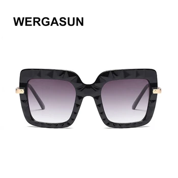WERGASUN berba ogroman četvornih sunčane naočale Žene brand dizajner luksuzne klasicni crni okvir sunčane naočale ženske UV400 nijanse 3529