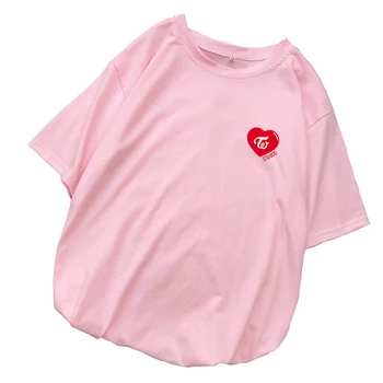 Ženske majice Ulične mode ljeto korejski Kpop dvaput majica svakodnevni slobodni Harajuku Kawaii srce tisak majice t-shirt Femme 599