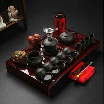 Kineski Kung-Fu tea set posuđa za piće ljubičasta gline keramika bingley će učiniti tri opcije uključuju kuhalo za vodu šalica супница инфузор TeaTray