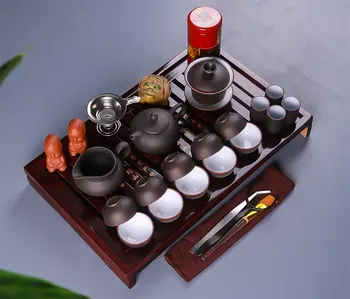Kineski Kung-Fu tea set posuđa za piće ljubičasta gline keramika bingley će učiniti tri opcije uključuju kuhalo za vodu šalica супница инфузор TeaTray